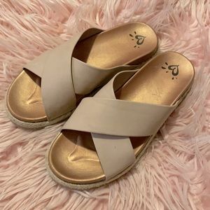 Girls Justice rose Pink and gold sandals Size 3